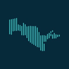 Wall Mural - Vector abstract map of Uzbekistan with blue straight rounded lines isolated on a indigo background.