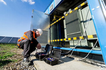 Wall Mural - execution of electrical measuring works on the power transformer
