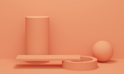 Poster - Composition of geometric shapes in balance. Backdrop design for product promotion. 3d rendering