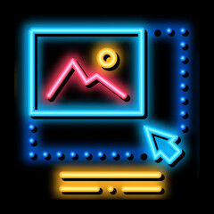 Poster - picture size increase neon light sign vector. Glowing bright icon picture size increase sign. transparent symbol illustration