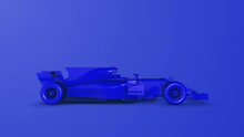 Abstract Animation Of A Futuristic Blue Race Car Speed In 4K UHD,  It's Technology And Engineering 3D Rendering