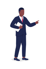 Wall Mural - Manager semi flat color vector character. Boss, supervisor figure. Full body person on white. Organizing workflow isolated modern cartoon style illustration for graphic design and animation