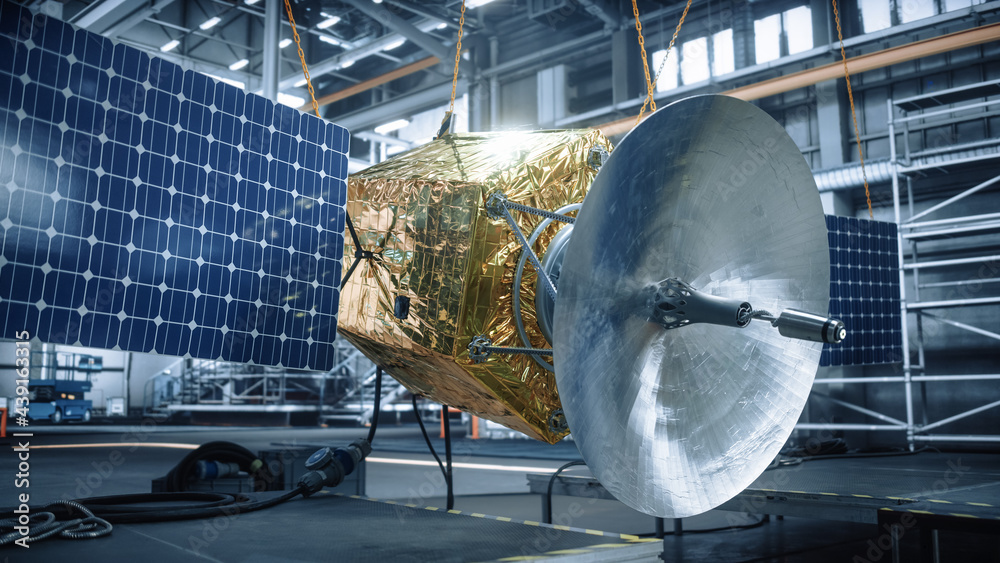 Satellite Buildcon Satellite Under Construction in Aerospace Technology Manufacturing ...