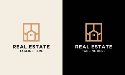 Wall Mural - Building logo illustration vector graphic design in line art style. Good for brand, advertising, real estate, construction, home.