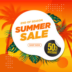 Summer sale banner with leaves