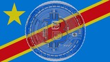 Fototapeta Londyn - Large transparent Glass Bitcoin in center and on top of the Country Flag of Democratic Republic of the Congo