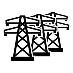 Fototapete - Simple black powerline, power, energy vector icon isolated on white background