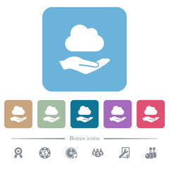 Sticker - Cloud services flat icons on color rounded square backgrounds