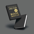 A set of blank realistic mock up black hardcover books with shadows. Branding and marketing vector illustration.
