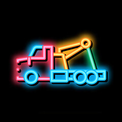 Poster - rescue truck neon light sign vector. Glowing bright icon rescue truck sign. transparent symbol illustration