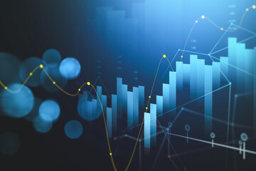 Poster - Blue financial graph over dark blue background
