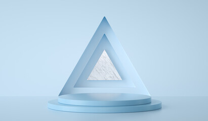 Poster - Minimal Template Podium On Triangle And green Background, 3d Render