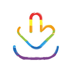 Aufkleber - Download sign, simple app icon. Drawing sign with LGBT style, seven colors of rainbow (red, orange, yellow, green, blue, indigo, violet