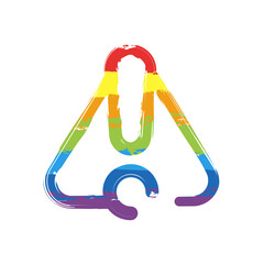 Aufkleber - Exclamation danger sign, hazard warning, simple alert icon. Drawing sign with LGBT style, seven colors of rainbow (red, orange, yellow, green, blue, indigo, violet
