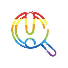 Aufkleber - Exclamation danger sign, hazard warning, simple alert icon. Drawing sign with LGBT style, seven colors of rainbow (red, orange, yellow, green, blue, indigo, violet