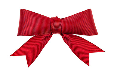 one dark red bow on white isolated background