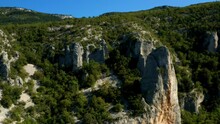 Aerial View Of Vela Draga Canyon Near Ucka Nature Park In Vranja, Croatia. 