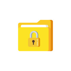 Poster - Yellow paper folder 3d with closed lock isolated on white background. Personal data protection. Vector.