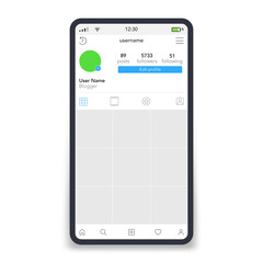 Poster - Social network page on screen smartphone, inspired by social resources. Vector illustration.
