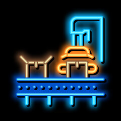 Poster - machine for close box neon light sign vector. Glowing bright icon machine for close box sign. transparent symbol illustration