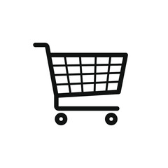 Poster - Shopping cart icon symbol. Flat shape trolley web store button. Online shop logo sign. Vector illustration image. Black silhouette isolated on white background.