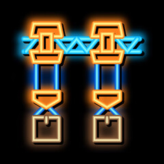 Poster - manufacturing transportation neon light sign vector. Glowing bright icon manufacturing transportation sign. transparent symbol illustration