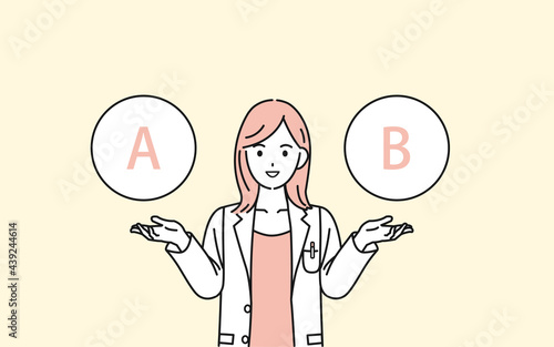 医者 女医 薬剤師 カウンセラー 白衣を着た女性 選択 選ぶ イラスト素材 Wall Mural Senryu