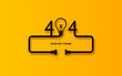 Modern vector illustration of 404 error page vector template for website, light bulb Electric Plug and Socket unplugged. Concept of Electrical theme web banner, disconnection, loss of connect. yellow