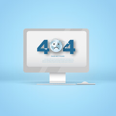 Wall Mural - page not found 404. 404 error page with world cartoon and paper origami plane flying in traffic cong