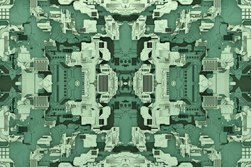 Poster - 3d illustration of a realistic green model of a robot or cyber armor. close-up equipment for mining 