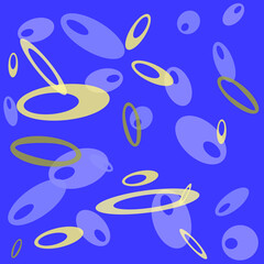 Poster - Vector of flying   purple and yellow circle shapes. geometry background, pattern. 
