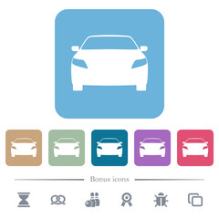 Sticker - Sport car front view flat icons on color rounded square backgrounds