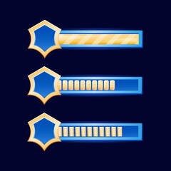 Wall Mural - fantasy game ui bar with golden shield border for gui asset elements vector illustration