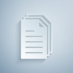 Poster - Paper cut File document icon isolated on grey background. Checklist icon. Business concept. Paper art style. Vector
