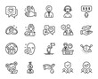 © blankstock - Vector set of Approved group, Consultant and Friends chat line icons set. Medical mask, Face declined and Employee benefits icons. Wash hands, Nurse and Manager signs. Vector