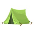Green tent icon. Cartoon of Green tent vector icon for web design isolated on white background