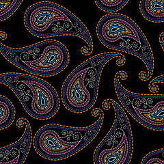 Poster - Embroidery paisley pattern. Vector image