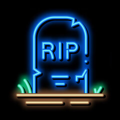 Canvas Print - halloween rip tombstone neon light sign vector. Glowing bright icon halloween rip tombstone sign. transparent symbol illustration