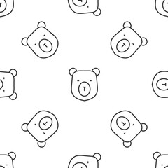 Canvas Print - Grey line Bear head icon isolated seamless pattern on white background. Vector