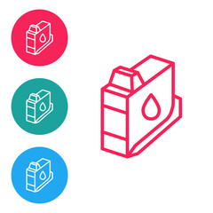 Poster - red line printer ink cartridge icon isolated on white background. set icons in circle buttons. vecto