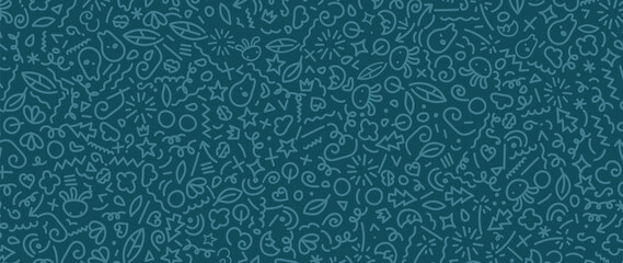 Cute abstract line art background vector. Wallpaper design with doodle hand drawn. 