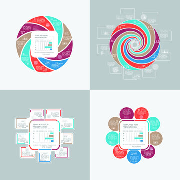Brochures for business reports, cover layout and infographics