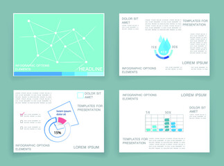 Brochures for business reports, cover layout and infographics