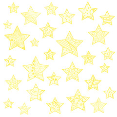 Wall Mural - Star. Set of zentangle stars. Zen art. Design Zentangle. Art creative. Illustration. Abstract patterns on isolation background. Design for spiritual relaxation for adults. Line art. Doodle for design