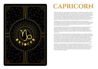 Wall Mural - black and gold illustration of capricorn sign