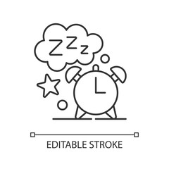 Poster - Sleep time linear icon. Alarm clock. Watch dial with nighttime. Countdown to morning wake up. Thin line customizable illustration. Contour symbol. Vector isolated outline drawing. Editable stroke