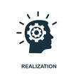 Realization icon. Simple creative element. Filled monochrome Realization icon for templates, infographics and banners