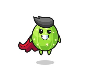 Poster - the cute cactus character as a flying superhero