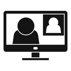 Poster - Home online meeting icon, simple style