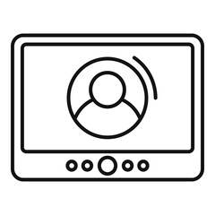 Poster - online meeting communication icon, outline style